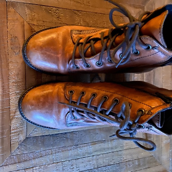 Hibou brown, heeled, laced combat boots - Picture 3 of 7